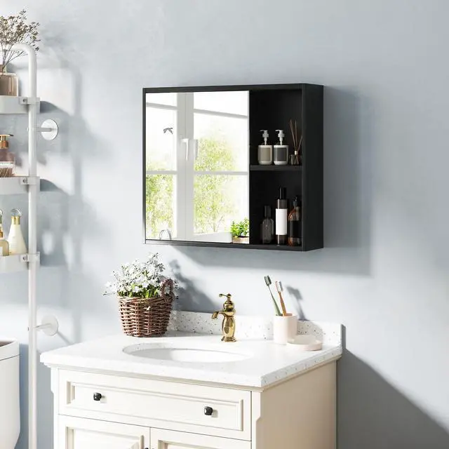 Alt view image 2 of 7 - SlickBlue Bathroom Medicine Cabinet with Single Mirror Door