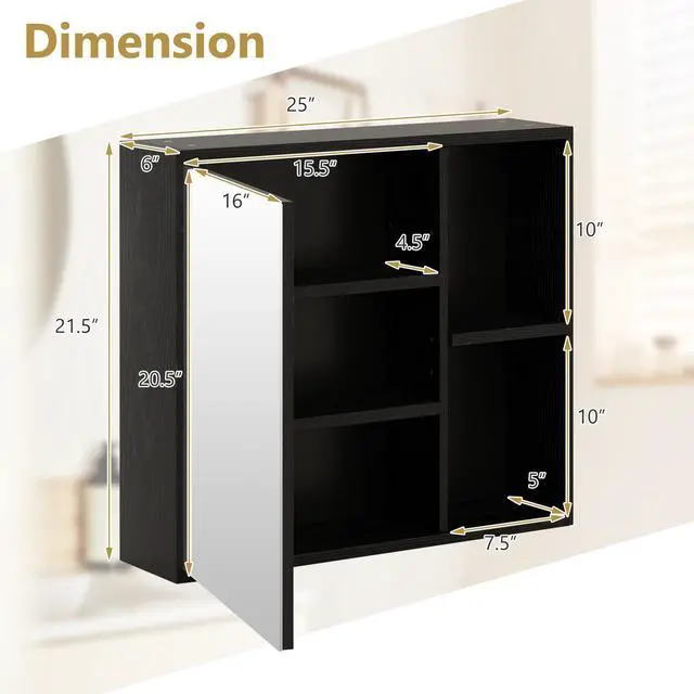 Alt view image 5 of 7 - SlickBlue Bathroom Medicine Cabinet with Single Mirror Door