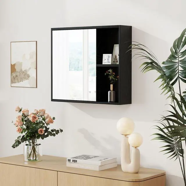 Alt view image 7 of 7 - SlickBlue Bathroom Medicine Cabinet with Single Mirror Door