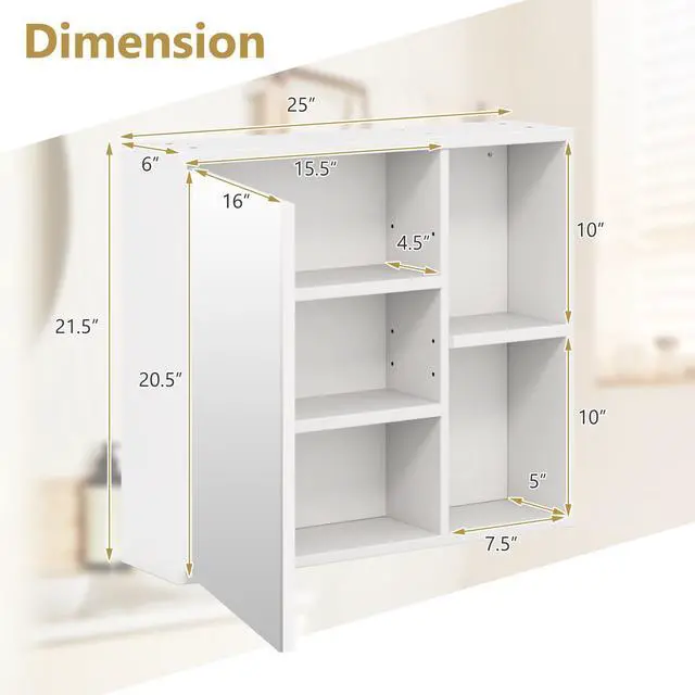 Alt view image 5 of 7 - SlickBlue Bathroom Medicine Cabinet with Single Mirror Door