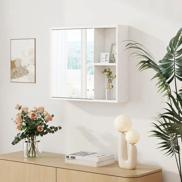 Alt view image 7 of 7 - SlickBlue Bathroom Medicine Cabinet with Single Mirror Door
