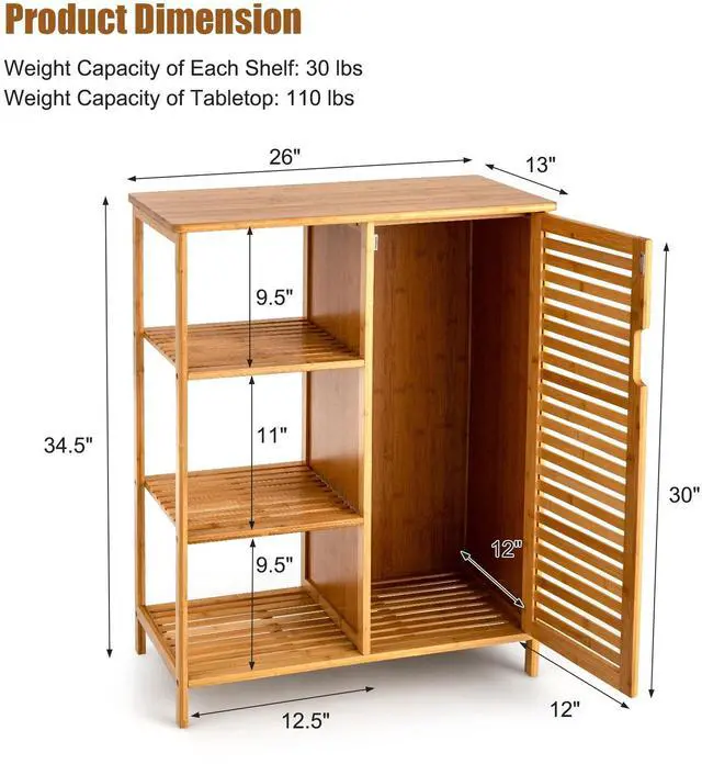 Alt view image 4 of 7 - SlickBlue Wicker Bathroom Storage Cabinet with Single Door
