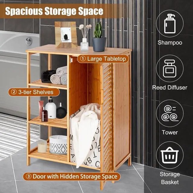 Alt view image 6 of 7 - SlickBlue Wicker Bathroom Storage Cabinet with Single Door