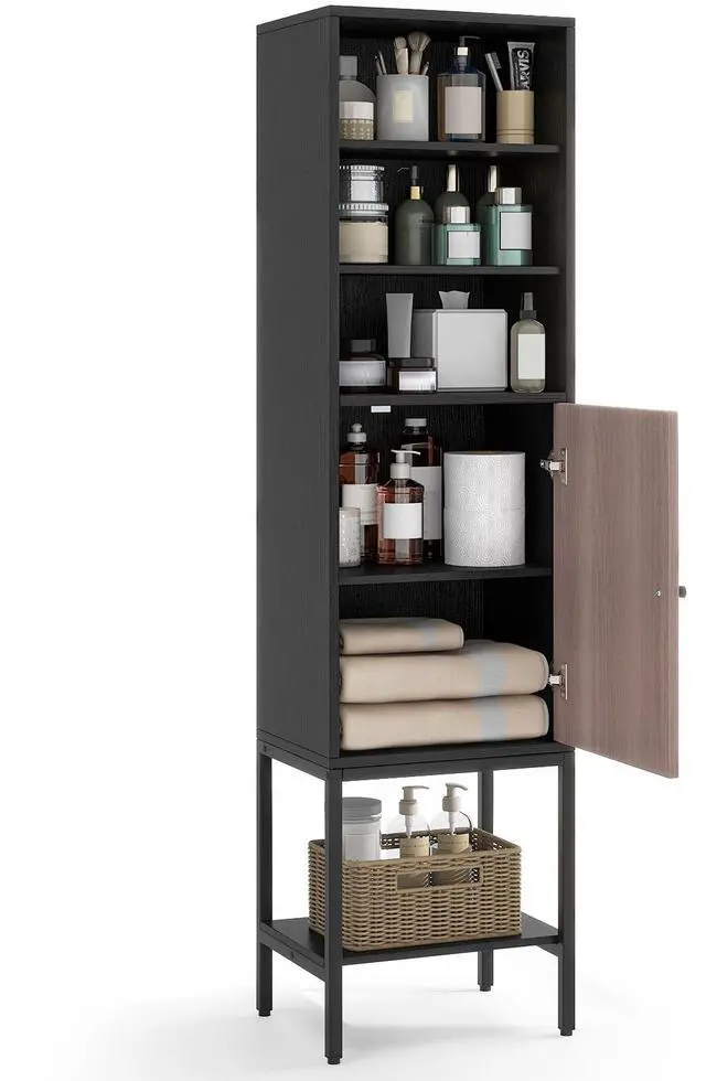 Alt view image 4 of 7 - SlickBlue  Bathroom Tall Cabinet with 1 Door and 4 Shelves Narrow Storage Unit