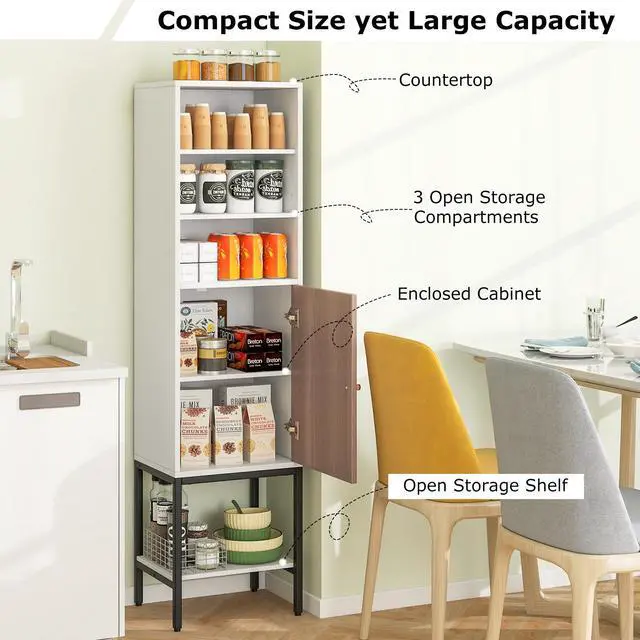 Alt view image 7 of 7 - SlickBlue  Bathroom Tall Cabinet with 1 Door and 4 Shelves Narrow Storage Unit