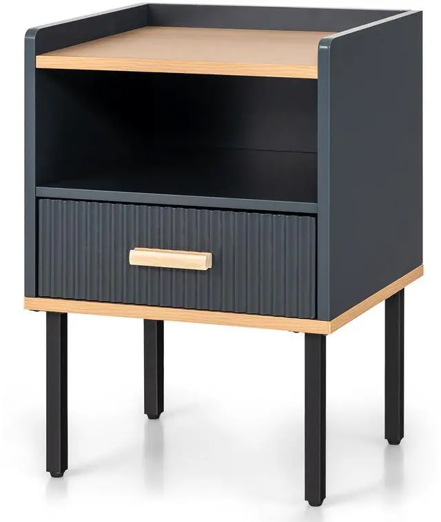 Main image of SlickBlue Nightstand Bedside End Table with Drawer and Open Shelf for Living Room Bedroom
