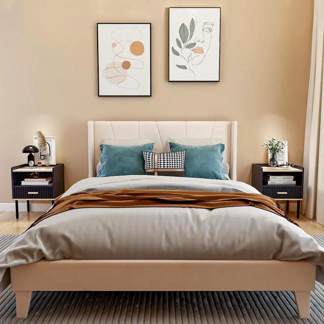 Alt view image 2 of 7 - SlickBlue Nightstand Bedside End Table with Drawer and Open Shelf for Living Room Bedroom