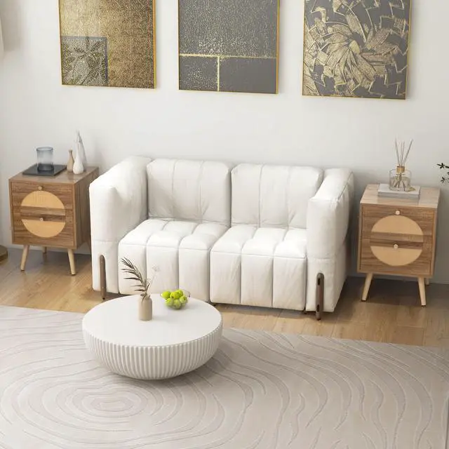 Alt view image 2 of 7 - SlickBlue Set of 2 Rattan Nightstand with 2 Drawers and Solid Wood Legs