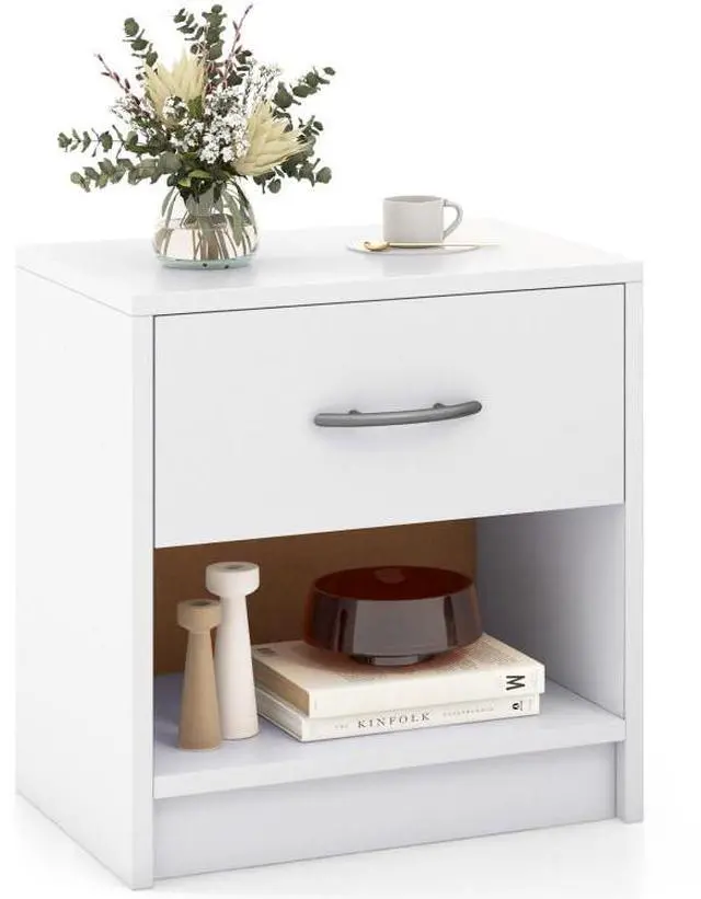 Main image of SlickBlue Bedside Table Nightstand with Drawer and Open Storage Shelf
