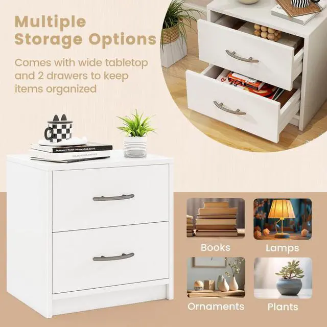 Alt view image 6 of 7 - SlickBlue 2 Drawer Nightstand with Storage for Living Room