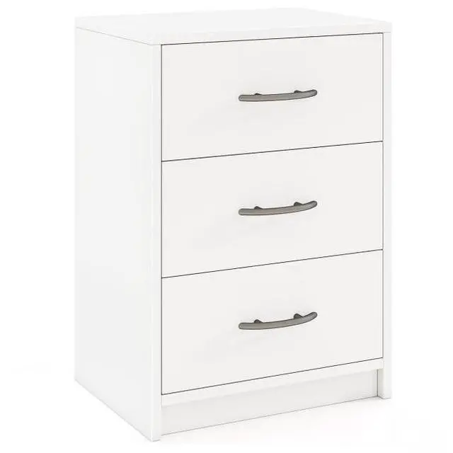 Main image of SlickBlue 3 Drawer Nightstand with Storage for Living Room-White
