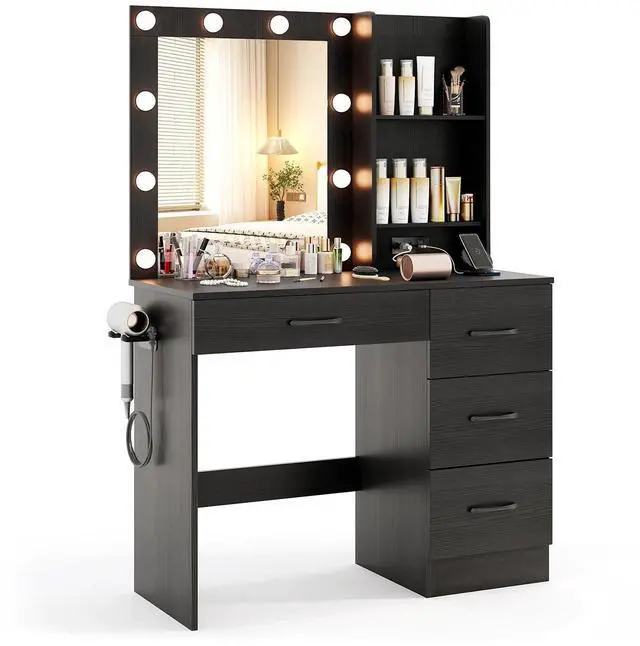 Main image of SlickBlue Vanity Desk with 3-Color Lights and Power Outlets