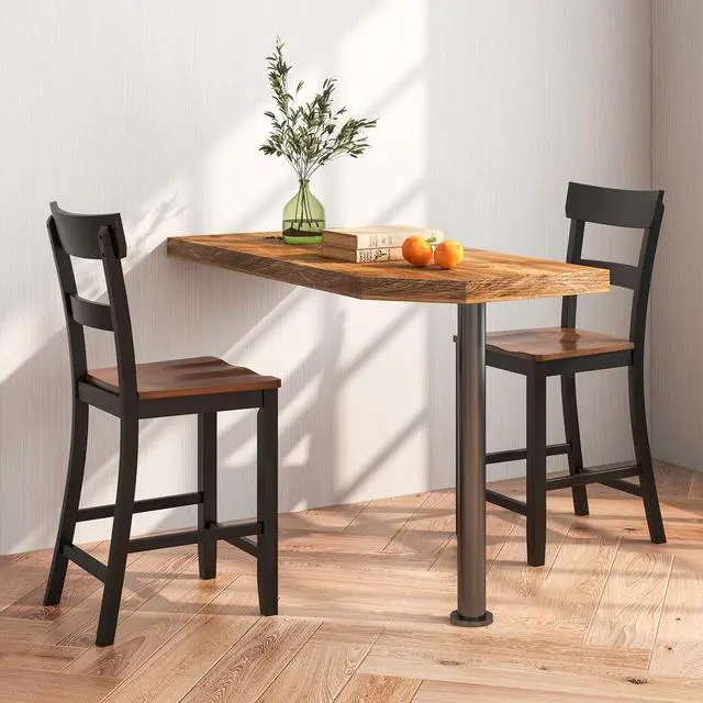 Alt view image 3 of 7 - SlickBlue Farmhouse Dining Bar Stool Set of 2 with Solid Rubber Wood Frame