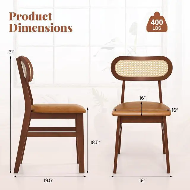 Alt view image 4 of 7 - SlickBlue Indoor Mid Century Wood Dining Chairs Set of 2  for Dining Room