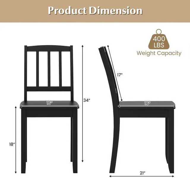 Alt view image 4 of 7 - SlickBlue Wood Dining Chair Set of 2 with Rubber Wood Legs