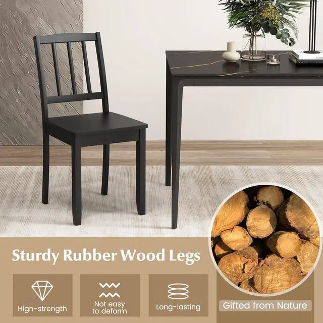 Alt view image 6 of 7 - SlickBlue Wood Dining Chair Set of 2 with Rubber Wood Legs