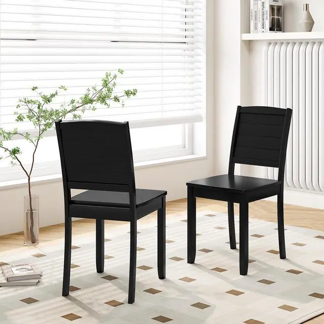 Alt view image 2 of 7 - SlickBlue Wood Dining Chair Set of 2 Armless Kitchen Chairs with Rubber Wood Legs