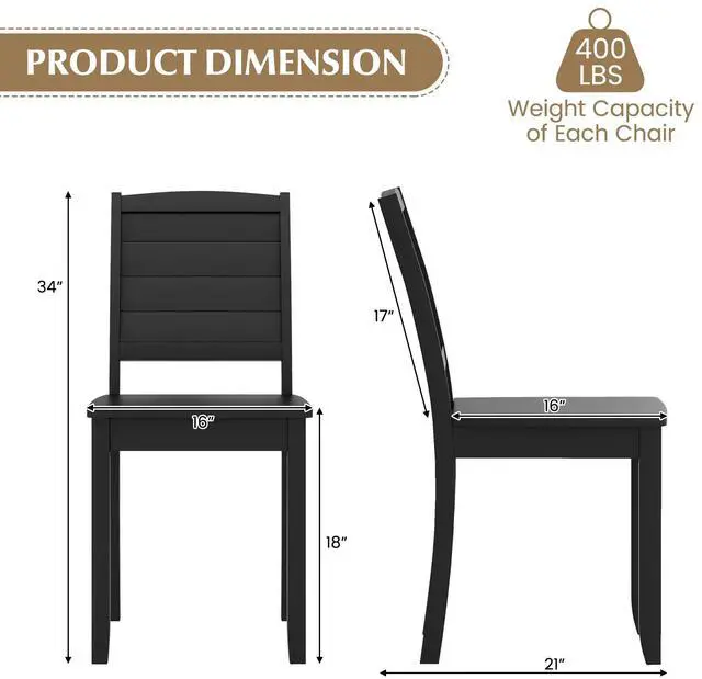 Alt view image 4 of 7 - SlickBlue Wood Dining Chair Set of 2 Armless Kitchen Chairs with Rubber Wood Legs