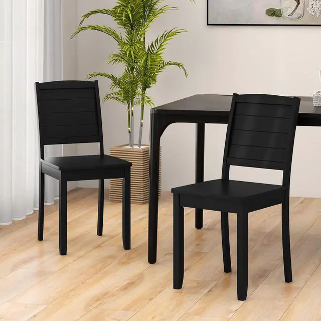 Alt view image 3 of 7 - SlickBlue Wood Dining Chair Set of 2 Armless Kitchen Chairs with Rubber Wood Legs
