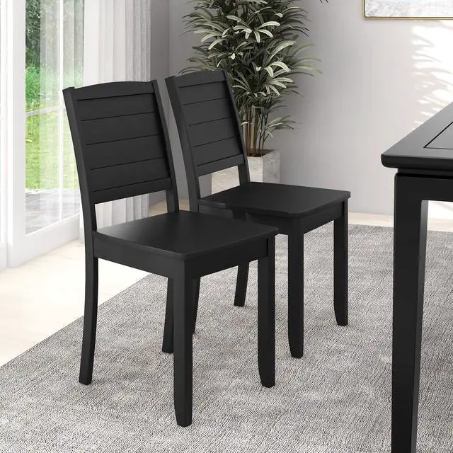 Alt view image 6 of 7 - SlickBlue Wood Dining Chair Set of 2 Armless Kitchen Chairs with Rubber Wood Legs