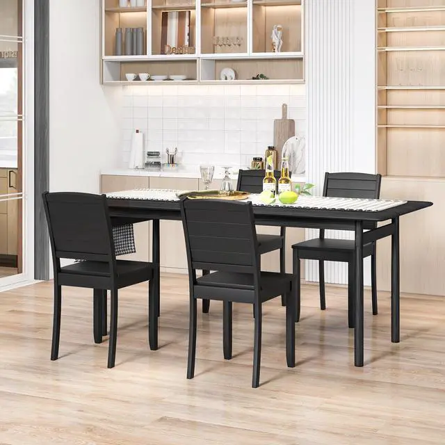 Alt view image 5 of 7 - SlickBlue Wood Dining Chair Set of 2 Armless Kitchen Chairs with Rubber Wood Legs