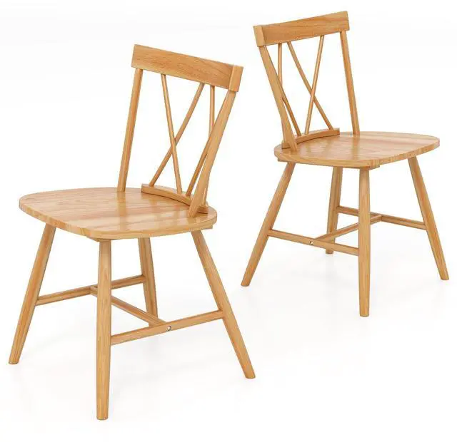 Alt view image 4 of 7 - SlickBlue Farmhouse Kitchen Dining Chair Set of 2 with Rubber Wood Frame