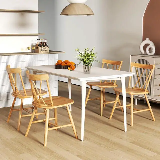 Alt view image 3 of 7 - SlickBlue Farmhouse Kitchen Dining Chair Set of 2 with Rubber Wood Frame