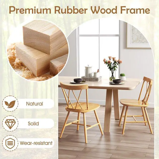 Alt view image 6 of 7 - SlickBlue Farmhouse Kitchen Dining Chair Set of 2 with Rubber Wood Frame