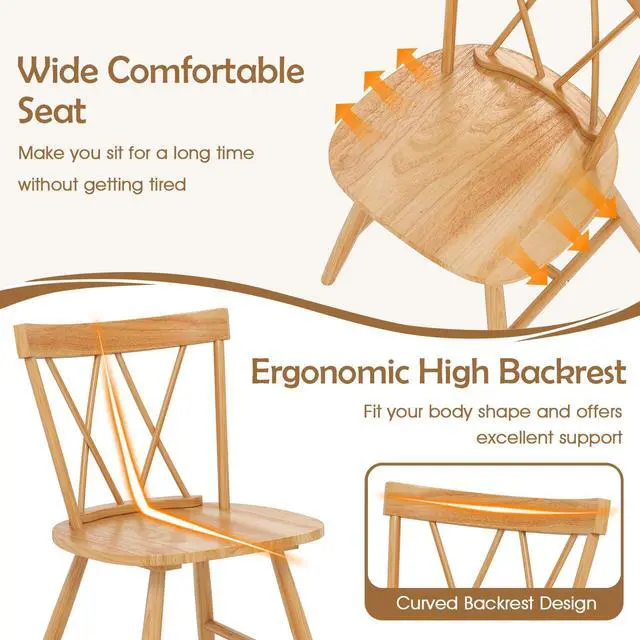 Alt view image 7 of 7 - SlickBlue Farmhouse Kitchen Dining Chair Set of 2 with Rubber Wood Frame