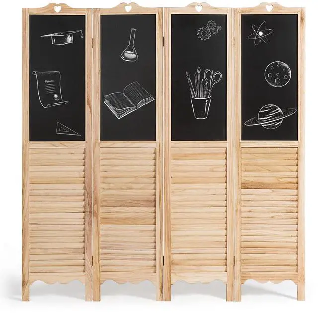 Main image of SlickBlue 4-Panel Folding Privacy Room Divider Screen with Chalkboard