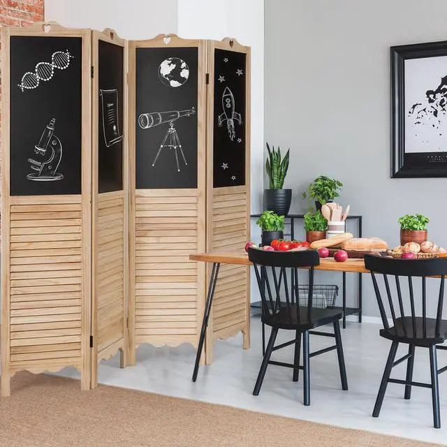 Alt view image 3 of 7 - SlickBlue 4-Panel Folding Privacy Room Divider Screen with Chalkboard