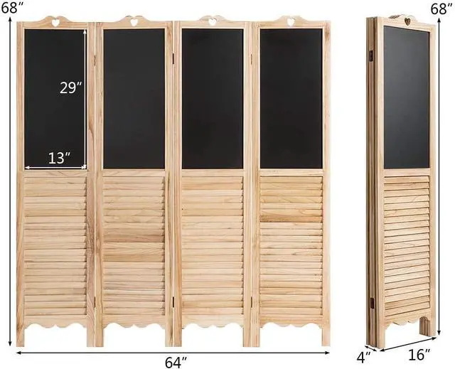 Alt view image 4 of 7 - SlickBlue 4-Panel Folding Privacy Room Divider Screen with Chalkboard