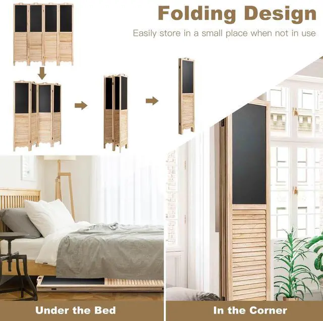 Alt view image 5 of 7 - SlickBlue 4-Panel Folding Privacy Room Divider Screen with Chalkboard