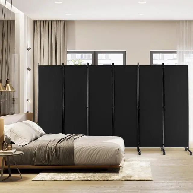 Alt view image 3 of 7 - SlickBlue 6 Panel 5.7 Feet Tall Rolling Room Divider on Wheels