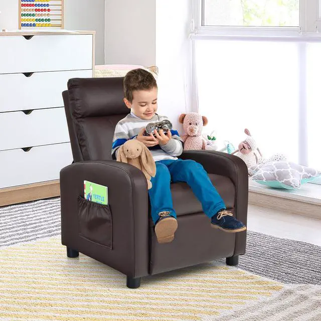 Alt view image 2 of 7 - SlickBlue Ergonomic PU Leather Kids Recliner Lounge Sofa for 3-12 Age Group