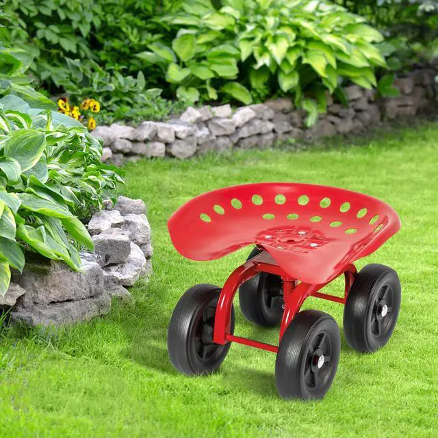 Alt view image 3 of 7 - SlickBlue Garden Rolling Workseat with 360° Swivel Seat and Adjustable Height