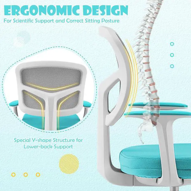 Alt view image 7 of 7 - SlickBlue Adjustable Desk Chair with Auto Brake Casters for Kids