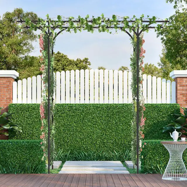 Alt view image 2 of 7 - SlickBlue 6.8 Feet Garden Arbor with Trellises for Climbing Plant Vine Rose