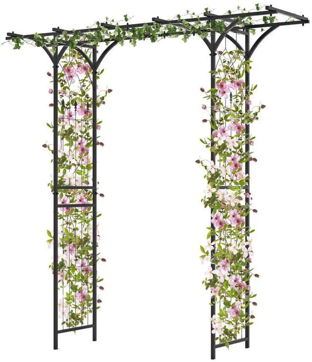 Main image of SlickBlue 6.8 Feet Garden Arbor with Trellises for Climbing Plant Vine Rose