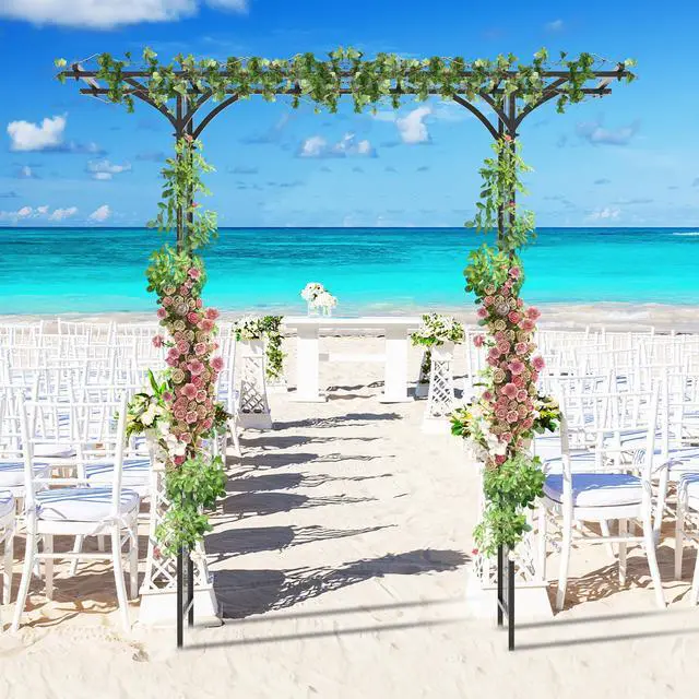 Alt view image 3 of 7 - SlickBlue 6.8 Feet Garden Arbor with Trellises for Climbing Plant Vine Rose