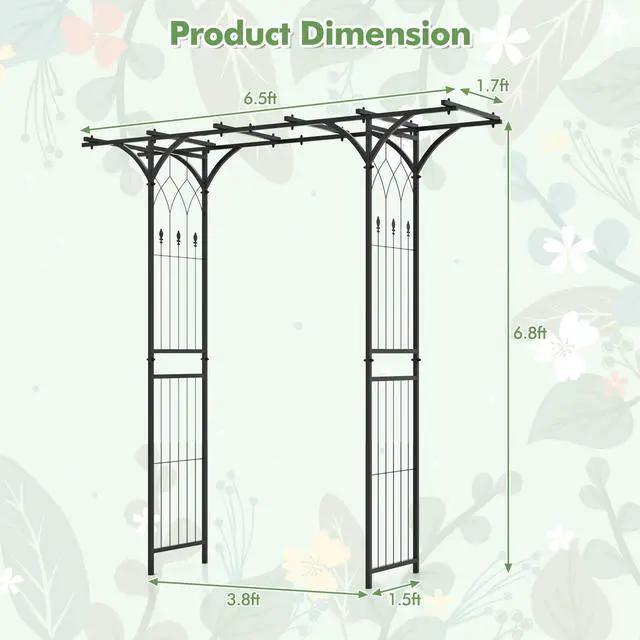 Alt view image 4 of 7 - SlickBlue 6.8 Feet Garden Arbor with Trellises for Climbing Plant Vine Rose