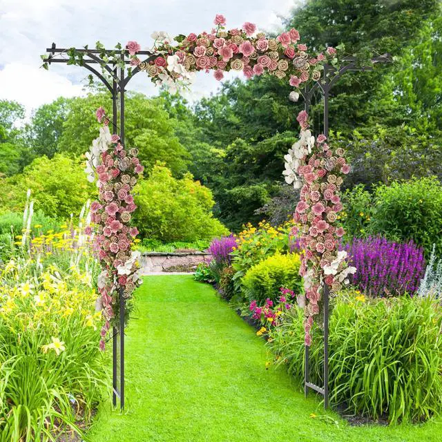 Alt view image 5 of 7 - SlickBlue 6.8 Feet Garden Arbor with Trellises for Climbing Plant Vine Rose