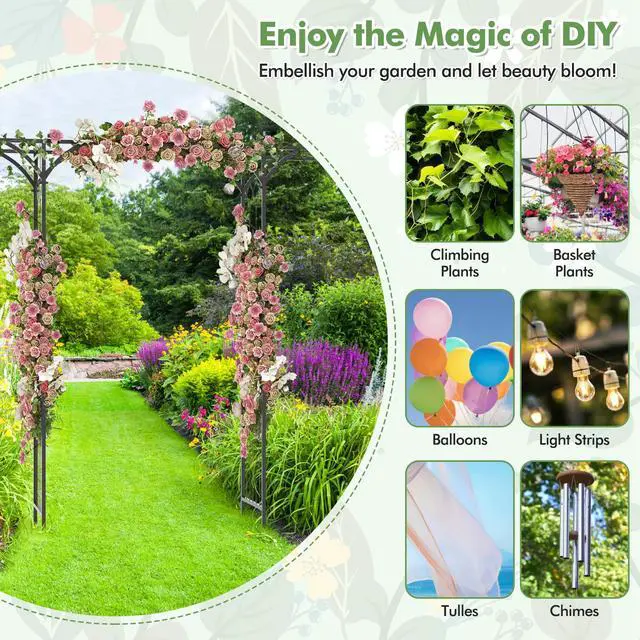 Alt view image 7 of 7 - SlickBlue 6.8 Feet Garden Arbor with Trellises for Climbing Plant Vine Rose