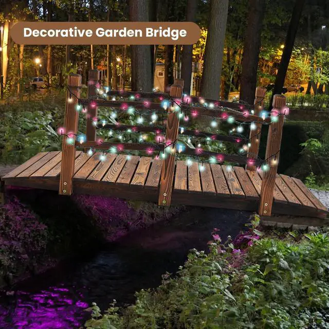 Alt view image 6 of 7 - SlickBlue 5 Feet Wooden Garden Bridge with Safety Rails