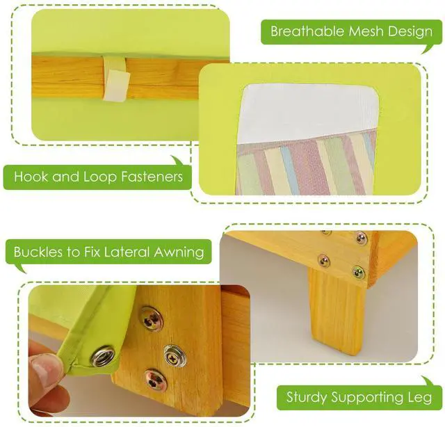 Alt view image 5 of 7 - SlickBlue Kids Patio Lounge Chair with Cup Holders and Awning