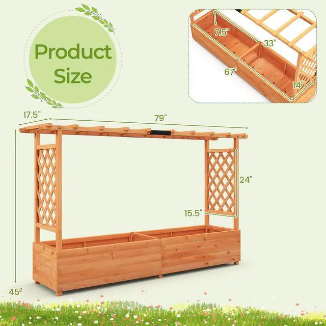 Alt view image 5 of 7 - SlickBlue Raised Garden Bed with Side Trellis Hanging Roof and Planter Box-Orange