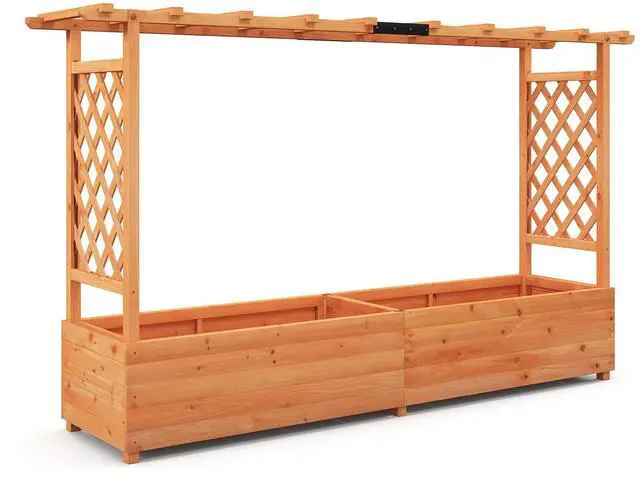 Alt view image 4 of 7 - SlickBlue Raised Garden Bed with Side Trellis Hanging Roof and Planter Box-Orange