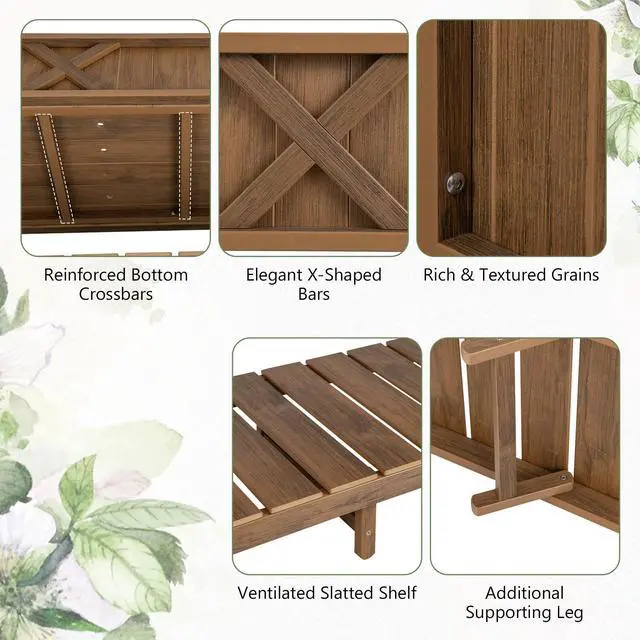 Alt view image 6 of 7 - SlickBlue Poly Wood Elevated Planter Box with Legs Storage Shelf Drainage Holes