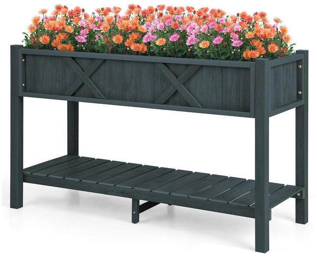 Main image of SlickBlue Poly Wood Elevated Planter Box with Legs Storage Shelf Drainage Holes