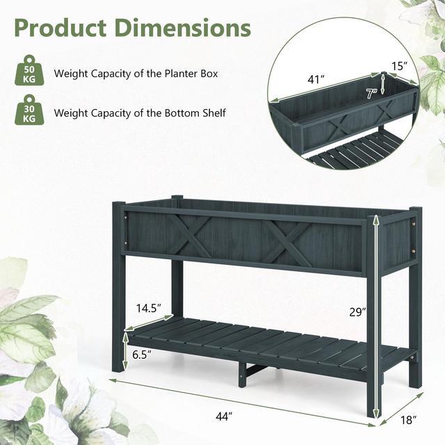 Alt view image 5 of 7 - SlickBlue Poly Wood Elevated Planter Box with Legs Storage Shelf Drainage Holes